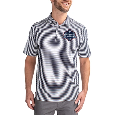 Men's Cutter & Buck Navy UConn Huskies 2025 NCAA Women's Basketball National Champions Big Tall Virtue Eco Pique Stripe Recycled Polo