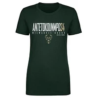 Women's 500 Level Giannis Antetokounmpo Hunter Green Milwaukee Bucks Elite T-Shirt