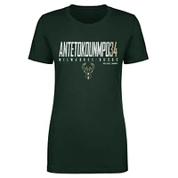 Women's 500 Level Giannis Antetokounmpo Hunter Green Milwaukee Bucks Elite T-Shirt