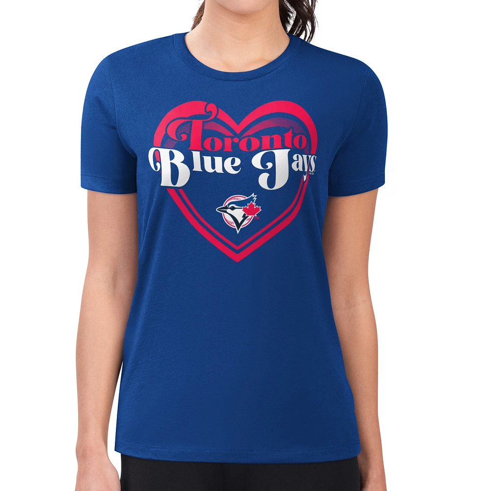 Women's G-III 4Her by Carl Banks Royal Toronto Blue Jays Double Heart Fitted T-Shirt