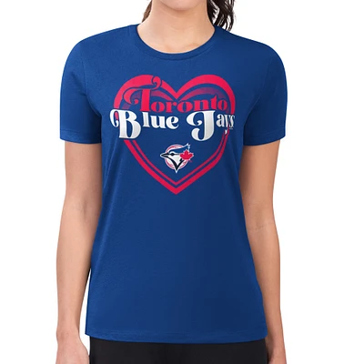 Women's G-III 4Her by Carl Banks Royal Toronto Blue Jays Double Heart Fitted T-Shirt
