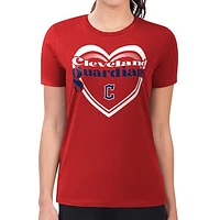 Women's G-III 4Her by Carl Banks Red Cleveland Guardians Double Heart Fitted T-Shirt