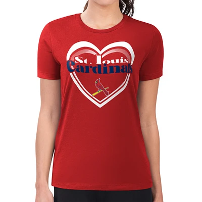 Women's G-III 4Her by Carl Banks Red St. Louis Cardinals Double Heart Fitted T-Shirt