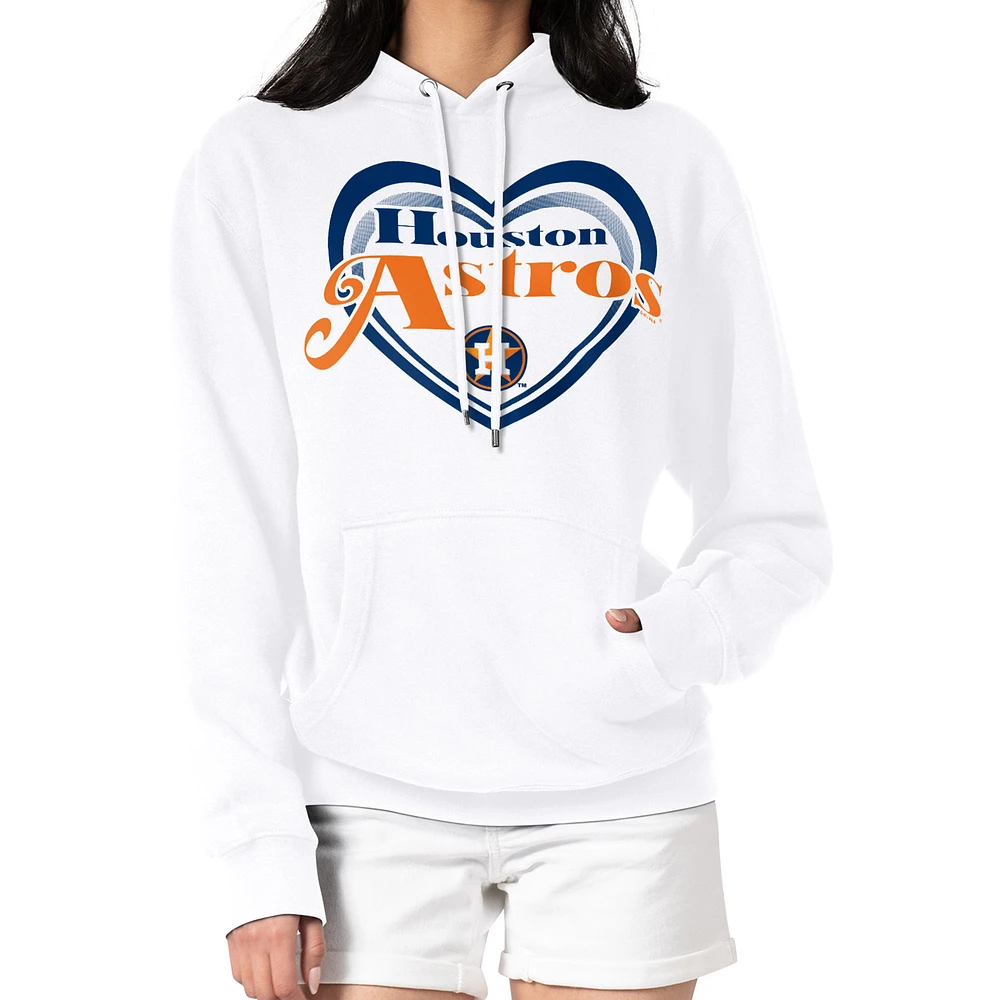Women's G-III 4Her by Carl Banks White Houston Astros Double Heart Fleece Pullover Hoodie