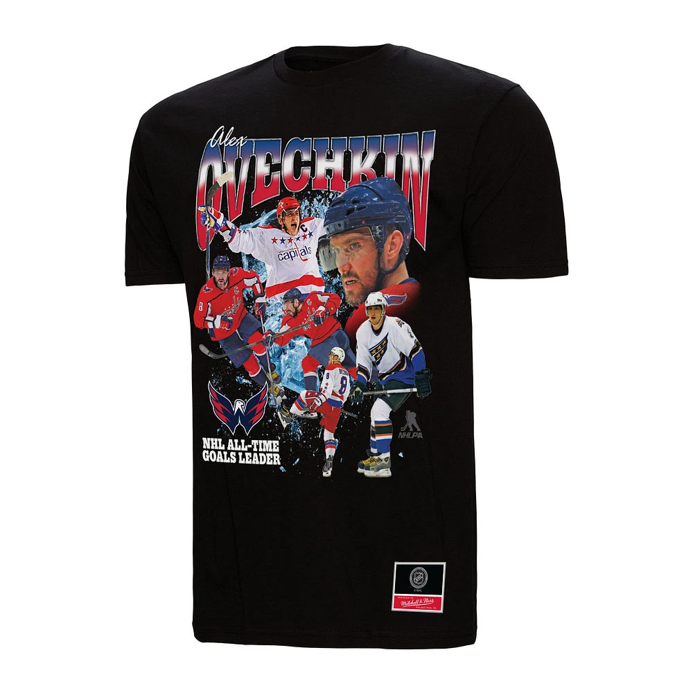 Men's Mitchell & Ness Alexander Ovechkin Black Washington Capitals NHL All-Time Leading Goal Scorer Graphic T-Shirt