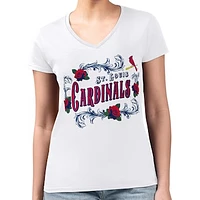 Women's G-III 4Her by Carl Banks White St. Louis Cardinals Retro Roses Fitted V-Neck T-Shirt