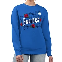 Women's G-III 4Her by Carl Banks Royal Los Angeles Dodgers Retro Roses Fleece Pullover Sweatshirt