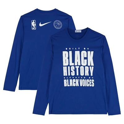 Detroit Pistons Team-Issued Blue Nike Black History Month Long Sleeve T-Shirt from the 2024-25 NBA Season