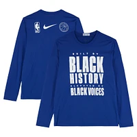 Detroit Pistons Team-Issued Blue Nike Black History Month Long Sleeve T-Shirt from the 2024-25 NBA Season