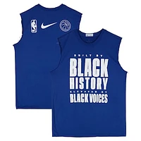 Detroit Pistons Team-Issued Blue Nike Black History Month Sleeveless Shirt from the 2024-25 NBA Season
