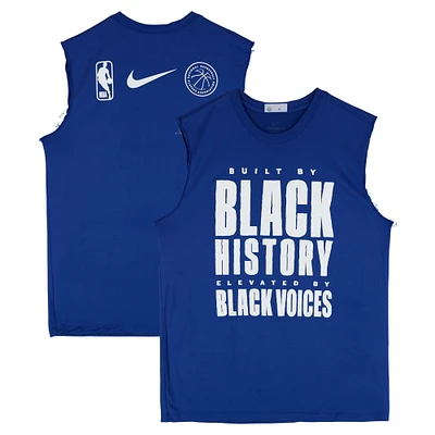 Detroit Pistons Team-Issued Blue Nike Black History Month Sleeveless Shirt from the 2024-25 NBA Season