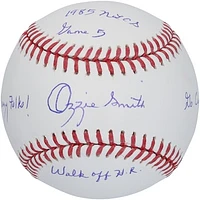 Ozzie Smith St. Louis Cardinals Autographed Baseball with Multiple Inscriptions