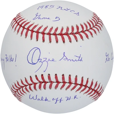Ozzie Smith St. Louis Cardinals Autographed Baseball with Multiple Inscriptions