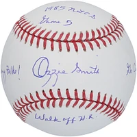 Ozzie Smith St. Louis Cardinals Autographed Baseball with Multiple Inscriptions
