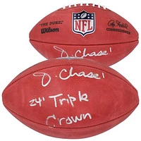 Ja'Marr Chase Cincinnati Bengals Autographed Wilson Duke Full Color Football with "24 Triple Crown" Inscription