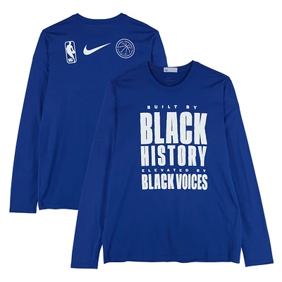 Ron Holland II Detroit Pistons Player-Worn Blue Black History Month Long Sleeve T-Shirt from the 2024-25 NBA Season - Size XLT