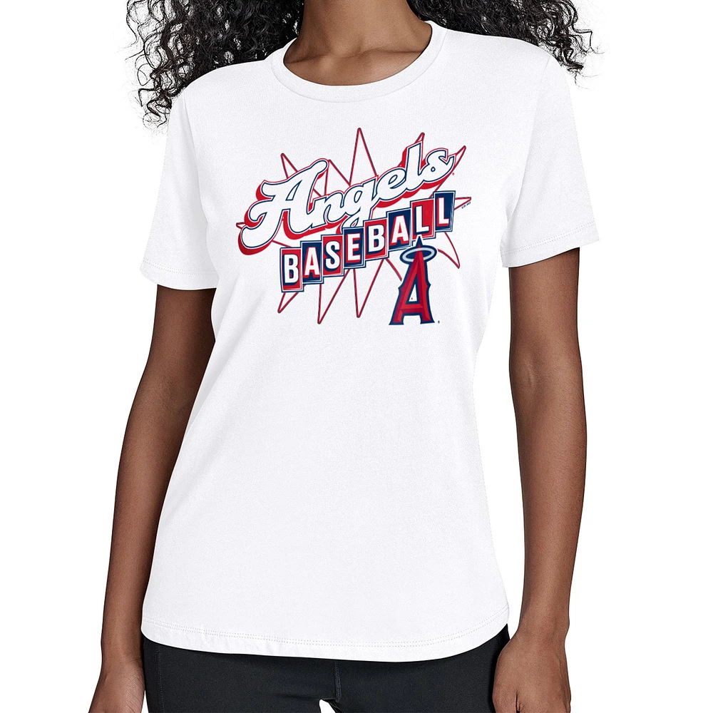 Women's Starter White Los Angeles Angels Drive-In T-Shirt