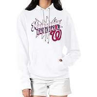 Women's Starter  White Washington Nationals Drive-In Pullover Hoodie