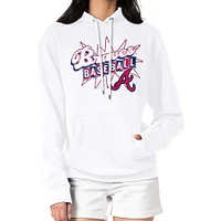 Women's Starter  White Atlanta Braves Drive-In Pullover Hoodie