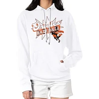 Women's Starter  White Baltimore Orioles Drive-In Pullover Hoodie