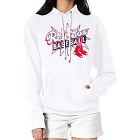 Women's Starter  White Boston Red Sox Drive-In Pullover Hoodie