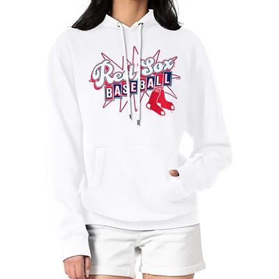 Women's Starter  White Boston Red Sox Drive-In Pullover Hoodie