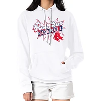 Women's Starter  White Boston Red Sox Drive-In Pullover Hoodie