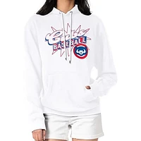 Women's Starter  White Chicago Cubs Drive-In Pullover Hoodie