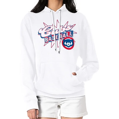 Women's Starter  White Chicago Cubs Drive-In Pullover Hoodie