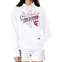 Women's Starter  White Cleveland Guardians Drive-In Pullover Hoodie