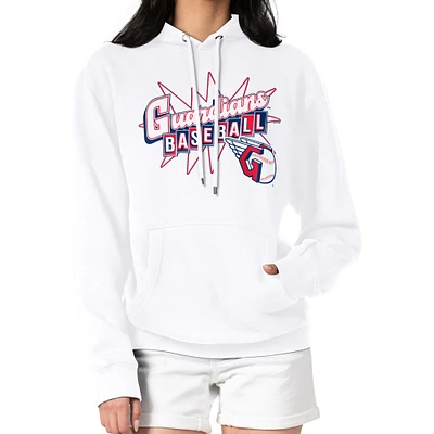 Women's Starter  White Cleveland Guardians Drive-In Pullover Hoodie