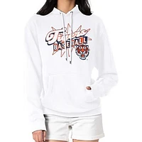 Women's Starter  White Detroit Tigers Drive-In Pullover Hoodie