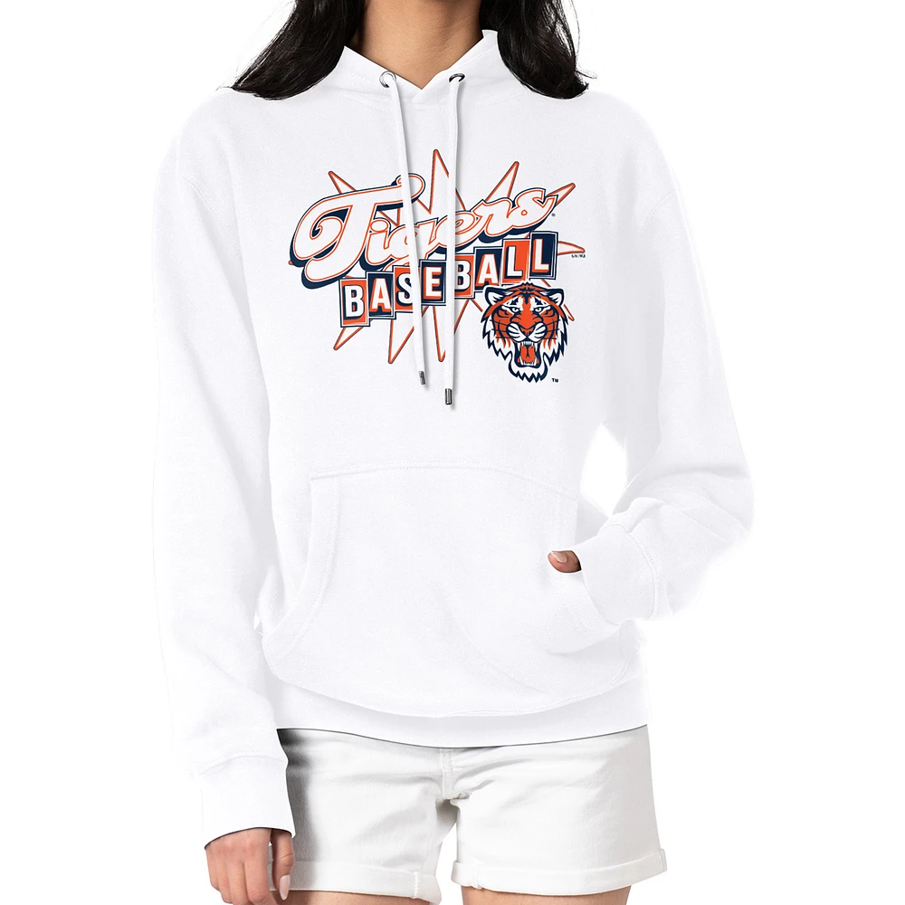 Women's Starter White Detroit Tigers Drive-In Pullover Hoodie