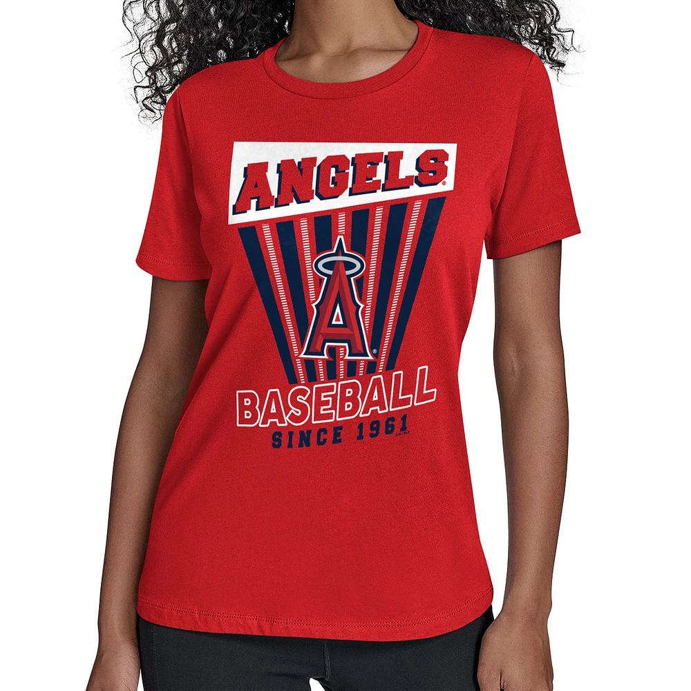 Women's Starter Red Los Angeles Angels Poster Print T-Shirt