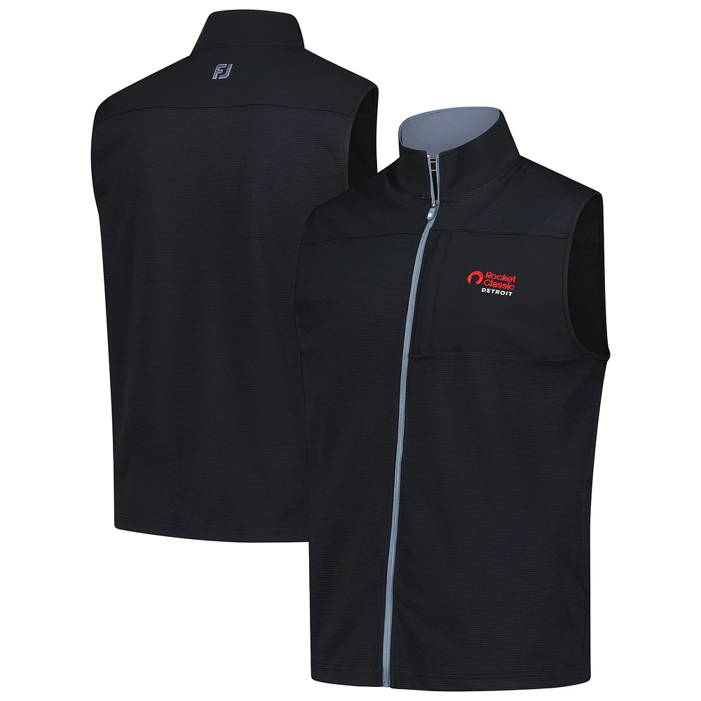 Men's FootJoy Black Rocket Classic Ottoman Knit Full-Zip Vest