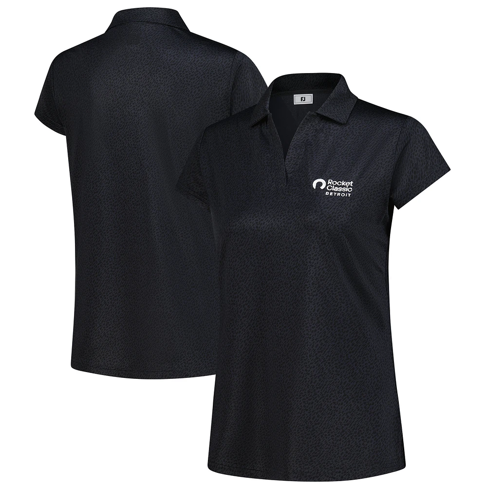 Women's Rocket Classic FootJoy Black Cap Sleeve Printed Polo
