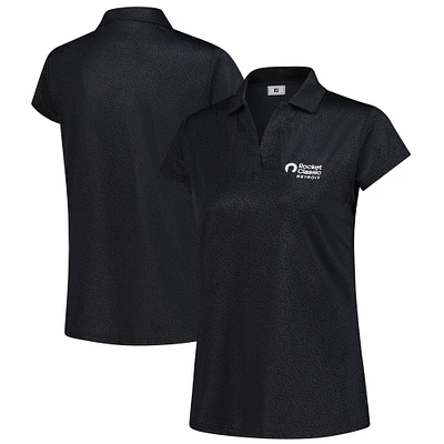 Women's Rocket Classic FootJoy Black Cap Sleeve Printed Polo