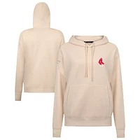 Women's Levelwear Khaki Boston Red Sox Cooperstown Collection Adorn Core Logo Pullover Hoodie