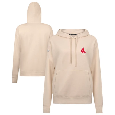 Women's Levelwear Khaki Boston Red Sox Cooperstown Collection Adorn Core Logo Pullover Hoodie
