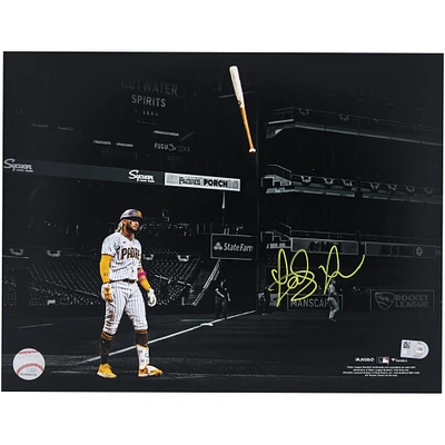 Fernando Tatis Jr. San Diego Padres Autographed 11" x 14" Bat Flip Spotlight Photographed - Signed in Yellow Ink