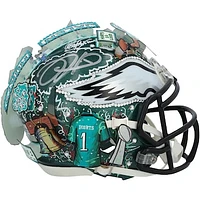 Jalen Hurts Philadelphia Eagles Autographed Riddell Speed Mini Helmet - Art by Charles Fazzino - WN55915011
