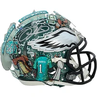 Jalen Hurts Philadelphia Eagles Autographed Riddell Speed Mini Helmet - Art by Charles Fazzino - WN55915011