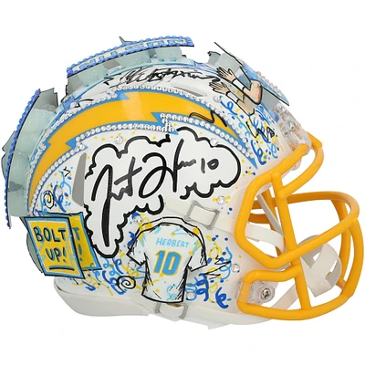 Justin Herbert Los Angeles Chargers Autographed Riddell Speed Mini Helmet - Art by Charles Fazzino - WN55915009