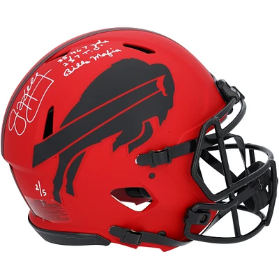 Jim Kelly Buffalo Bills Autographed Riddell Rave Speed Authentic Helmet with Multiple Inscriptions - Limited Edition of 5