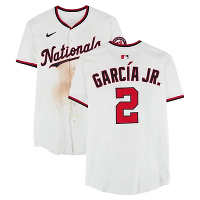 Luis García Jr. Washington Nationals Game-Used #2 White Nike Jersey vs. Philadelphia Phillies on March 27, 2025