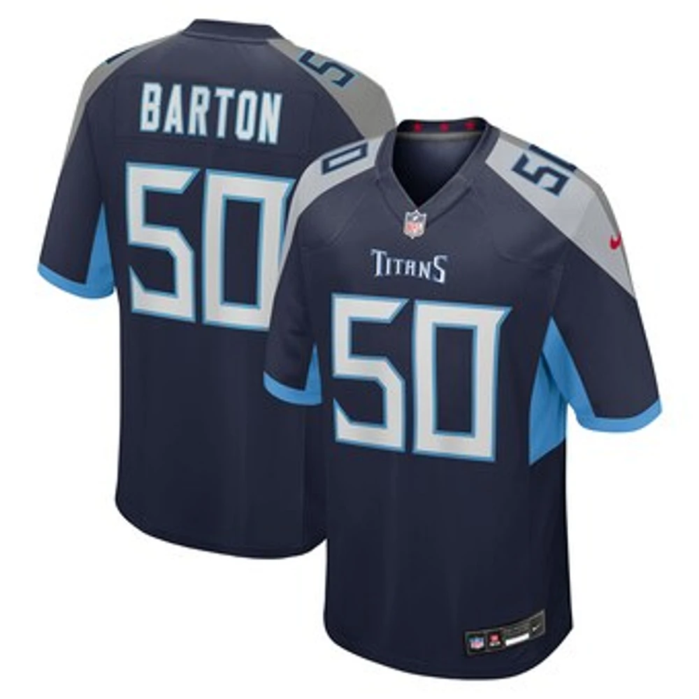 Men's Nike Cody Barton  Navy Tennessee Titans Team Game Jersey