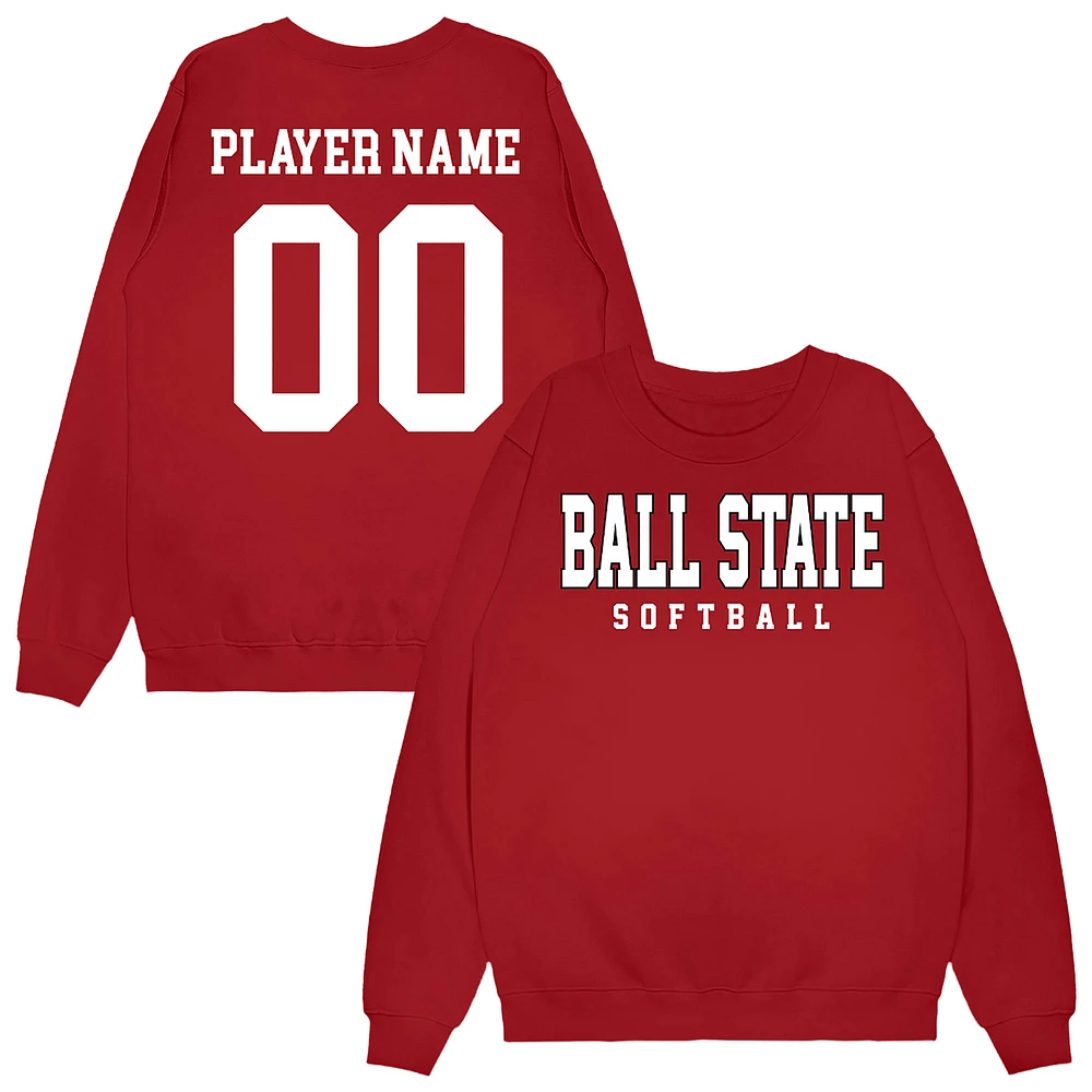 Unisex Cardinal Ball State Cardinals NIL Pick-A-Player Softball Sweatshirt