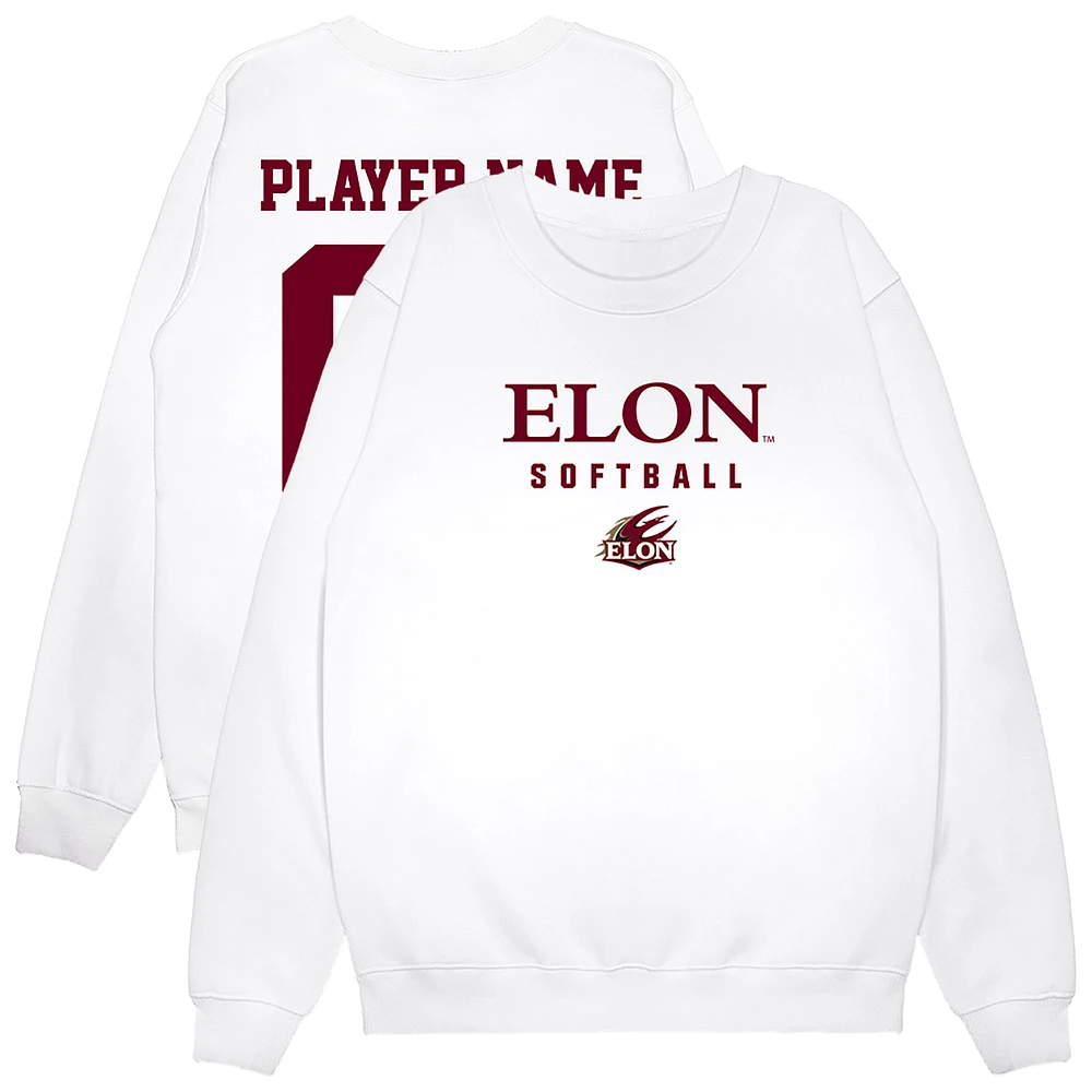 Unisex White Elon Phoenix NIL Pick-A-Player Softball Sweatshirt