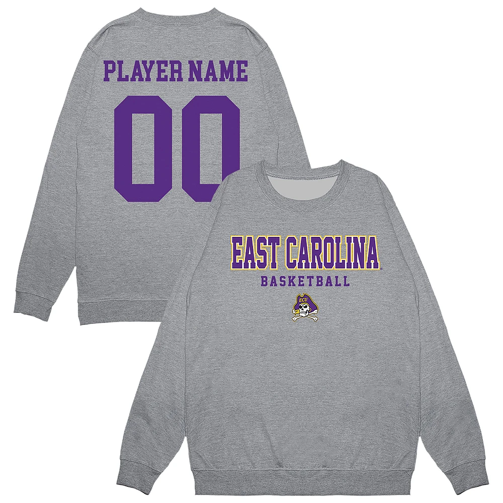 Unisex Gray ECU Pirates NIL Pick-A-Player Men's Basketball Sweatshirt
