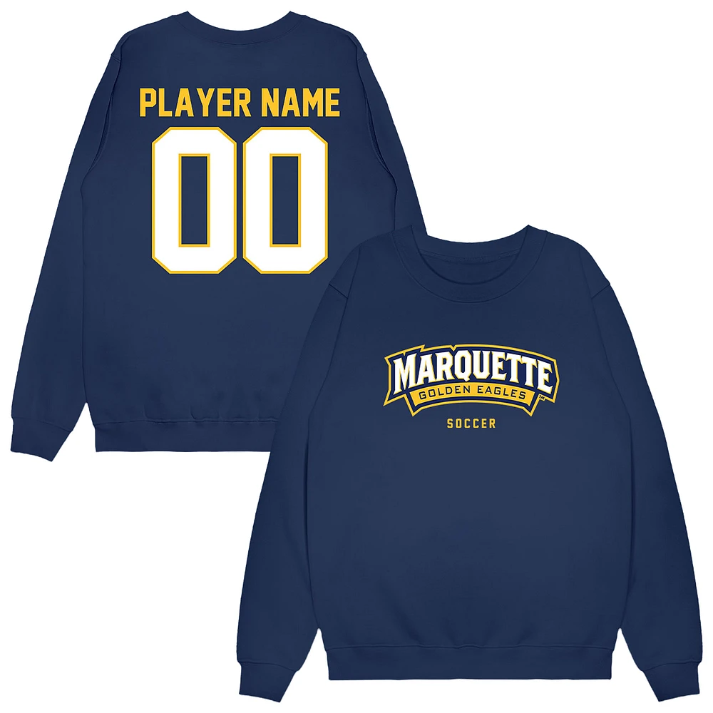 Unisex Navy Marquette Golden Eagles NIL Pick-A-Player Men's Soccer Sweatshirt